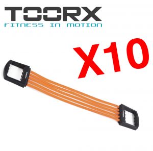 KIT MAXI RISPARMIO TOORX con 10 Estensori a molla per trazioni in gomma, resistenza regolabile, colore nero-arancio
