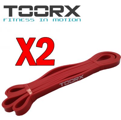 KIT RISPARMIO TOORX con 2 Power Band elastico di resistenza ad anello, colore rosso - Dimensioni 2080 x 4,5 x 13 mm