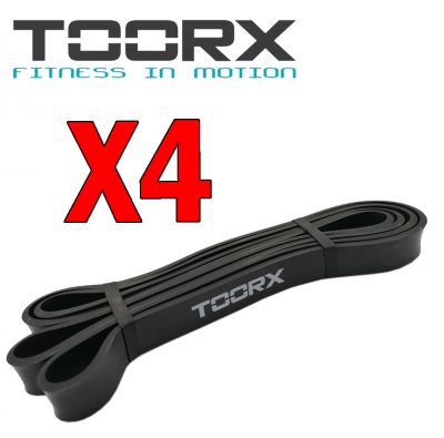 KIT MAXI RISPARMIO TOORX con 4 Power Band elastico di resistenza ad anello, colore nero