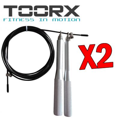 KIT RISPARMIO TOORX con 2 Corde da salto veloce professionale in acciaio con manopole in alluminio, lunghezza regolabile