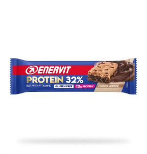 Enervit Protein Bar 32% - 12 g protein Choco Mousse - Barretta proteica con gocce di cioccolato 