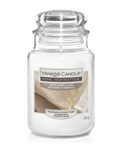 Yankee Candle Original White Linen & Lace 340 gr - Candele Profumate In Giara Di Vetro Fragranze Primeva/Estate