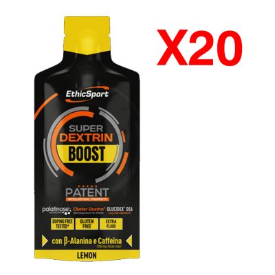 SUPER DEXTRIN BOOST LEMON 30 ml - Kit con 20 pack monodose di gel energetici con caffeina e b-alanina