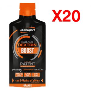 SUPER DEXTRIN BOOST ORANGE 30 ml - Kit con 20 pack monodose di gel energetici con caffeina e b-alanina