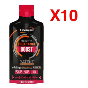 SUPER DEXTRIN BOOST FRUTTI ESOTICI 30 ml - Kit con 10 pack monodose di gel energetici con caffeina e b-alanina
