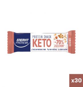 Enervit Protein Box 30 Snack Keto Salted Nuts 30x35 g - Barrette proteiche con 40% di frutta secca e -70% di zuccheri