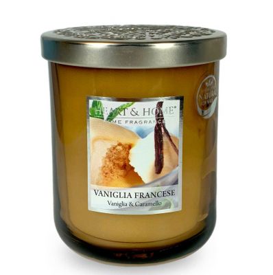 Candela in giara "Vaniglia Francese" 340 gr con cera naturale di soia  - Durata 75 ore