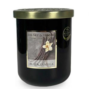 Candela in giara "Black Vanilla" 340 gr con cera naturale di soia - Durata 75 ore
