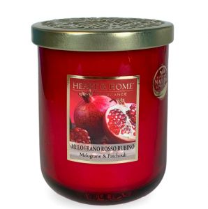 Candela in giara "Melograno Rosso Rubino" 340 gr con cera naturale di soia - Durata 75 ore