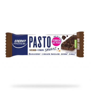 Enervit Protein Pasto Crunchy Dark 55 g - Barretta sostitutiva del pasto al cacao, con base di cioccolato fondente