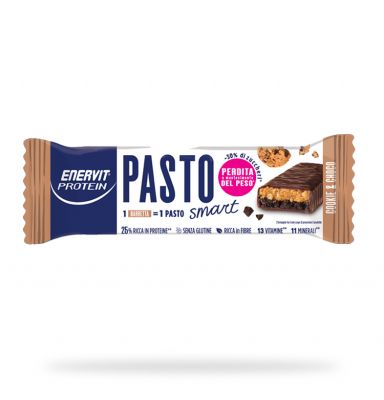 Enervit Protein Pasto Cookie&Choco 60 g - Barretta sostitutiva del pasto al biscotto, ricoperta di cioccolato fondente
