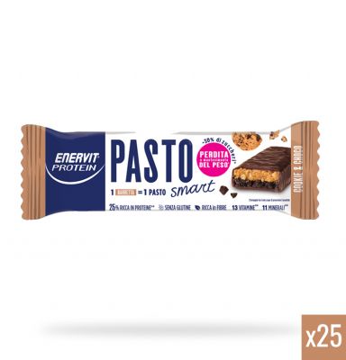 Enervit Protein Box 25 Barrette Pasto Cookie&Choco 25x60 g - Barrette sostitutive del pasto al biscotto