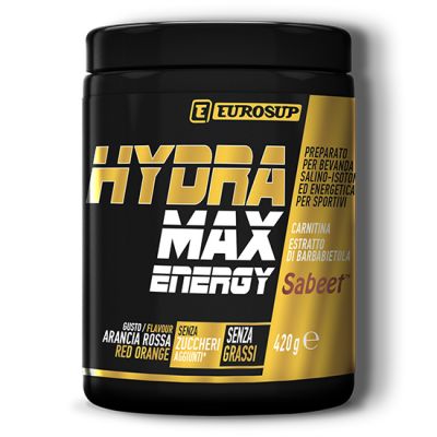 HYDRA MAX ENERGY Barattolo 420 g gusto ARANCIA ROSSA - Preparato per bevanda salino-isotonica ed energetica per sportivi
