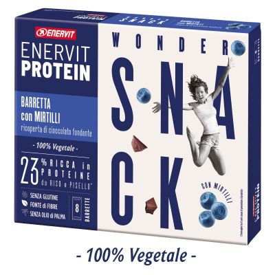 Enervit Protein Astuccio 8 Barrette Wonder Snack con mirtilli ricoperta di cioccolato fondente - Scadenza 30/11/2022