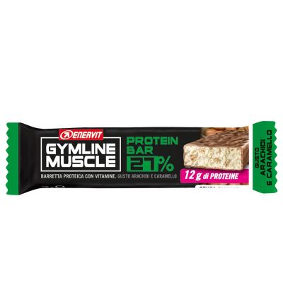 Enervit Gymline Muscle Protein Bar 27% gusto Arachidi e Caramello - Barretta proteica da 45g  - scadenza 08/02/2023
