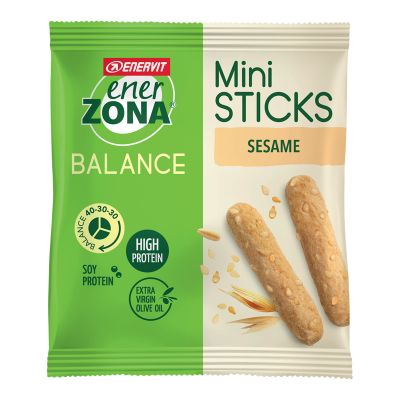 Enerzona Mini Sticks Sesame Snack Balance 40-30-30 Grissini al Sesamo con Proteine della Soia - scadenza 19/05/2023