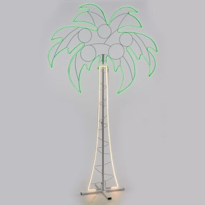 Lotti Palma SMD Neon bifacciale 24V 1056 LED Bianco Caldo&Verde 4m+H200cm - Decorazioni Giardino