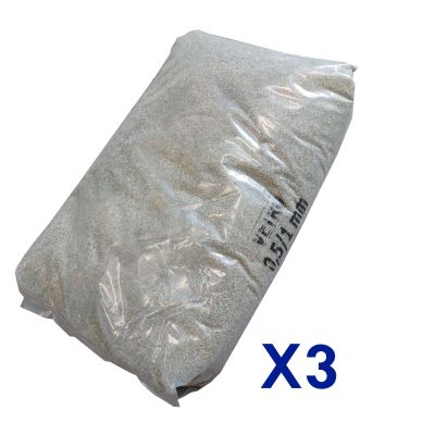 SABBIA DI VETRO Kit 3 sacchi da 25 kg - Granulometria 0,5 - 1 mm specifica per filtri piscina