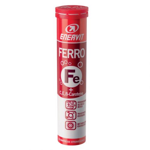 Enervit Ferro 20 cpr effervescenti Mix Frutta - Integratore di Ferro+Vitamina C e E+Betacarotene - scadenza 30/04/2023