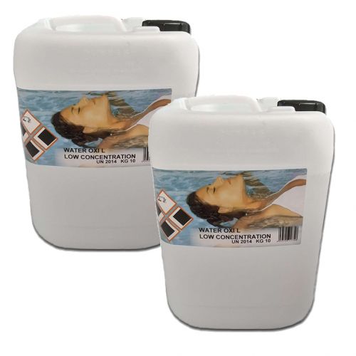 Water Oxi Low Concentration Kit con 2 taniche da 10 kg - Prodotto liquido a base di ossigeno attivo al 12% 