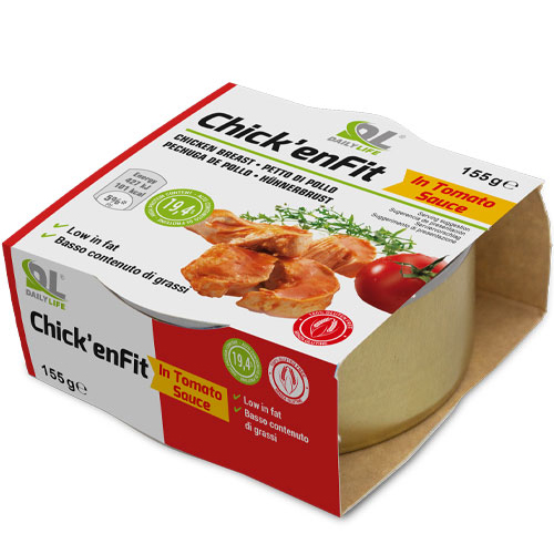 CHICK' EN FIT IN SALSA DI POMODORO - 155 g di filetti di pollo ad alto contenuto proteico (26%) - scadenza 29/02/2024