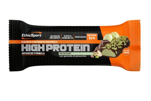 EthicSport High Protein Pistacchio 45 g - Barretta ad elevato contenuto proteico (32%) 