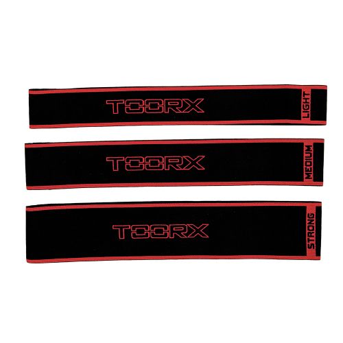 Toorx Confezione 5 elastici ad anello in tessuto, resistenza medium