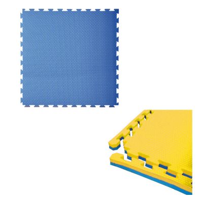 Toorx Tatami ad incastro blu-giallo 100x100x2 cm con 4 bordi - Certificato EN71