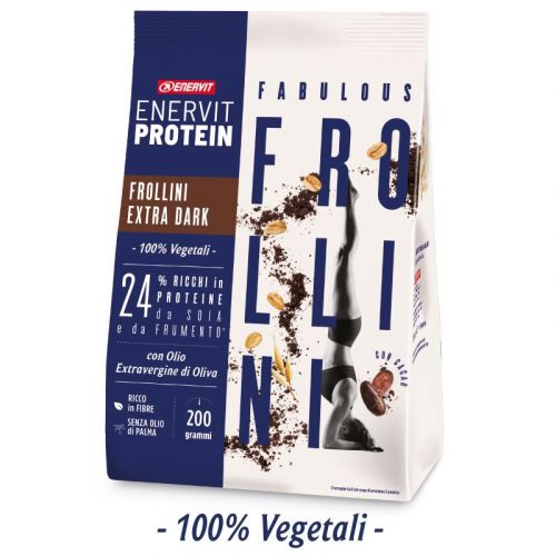 Enervit Protein Fabulous Frollini Extra Dark 200 g - 24% Ricchi di Proteine di Soia e Frumento - scadenza 23/09/2024