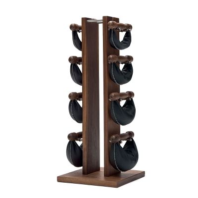 NOHRD SwingTower Noce pelle nera - Torretta in legno con 4 coppie di manubri SwingBell 2,4,6,8 kg
