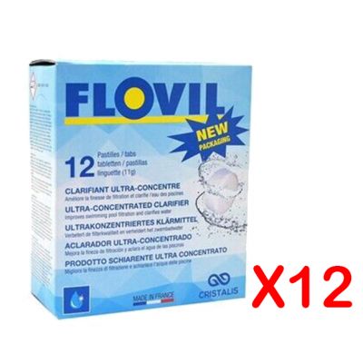 Cristalis Flovil 12 Scatole da 12 pastiglie di flocculante ultraconcentrato per un totale di 144 pastiglie
